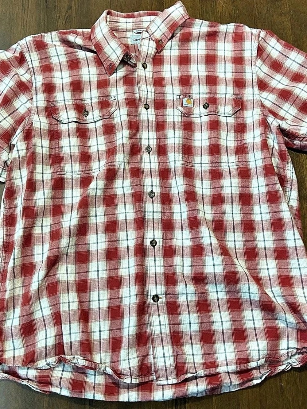 Carhartt Short Sleeve Plaid Shirt Plaid Short Sleeve Cotton Shirt XL